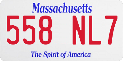 MA license plate 558NL7