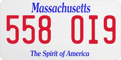 MA license plate 558OI9