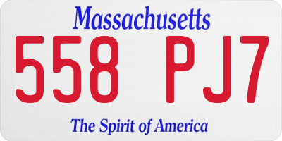 MA license plate 558PJ7