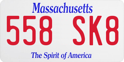 MA license plate 558SK8
