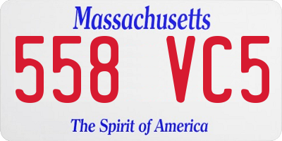 MA license plate 558VC5