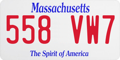 MA license plate 558VW7
