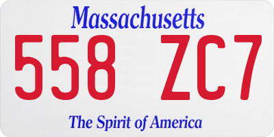 MA license plate 558ZC7
