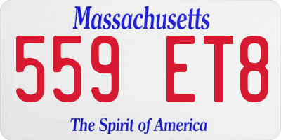MA license plate 559ET8
