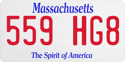 MA license plate 559HG8