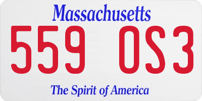 MA license plate 559OS3