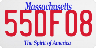 MA license plate 55DF08