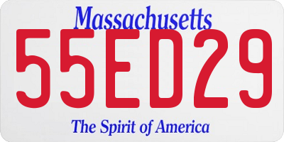 MA license plate 55ED29