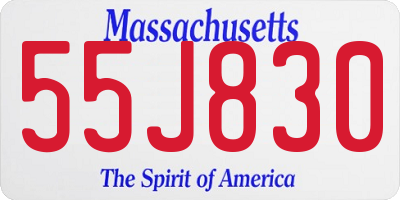 MA license plate 55J830