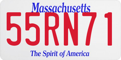 MA license plate 55RN71