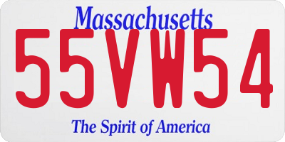 MA license plate 55VW54