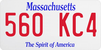 MA license plate 560KC4