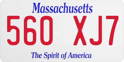 MA license plate 560XJ7