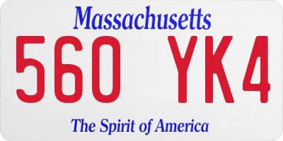 MA license plate 560YK4