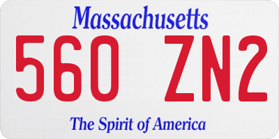 MA license plate 560ZN2