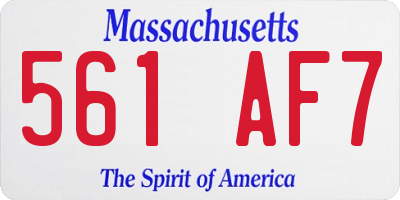 MA license plate 561AF7