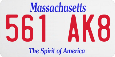 MA license plate 561AK8