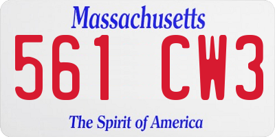 MA license plate 561CW3