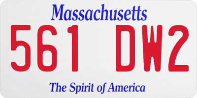 MA license plate 561DW2