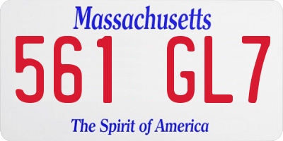 MA license plate 561GL7