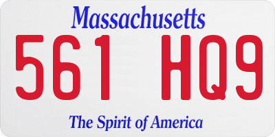 MA license plate 561HQ9