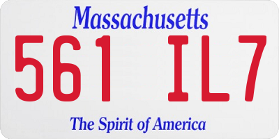MA license plate 561IL7