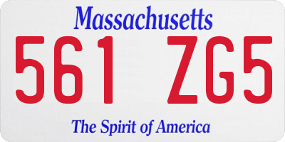 MA license plate 561ZG5