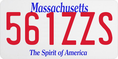 MA license plate 561ZZS