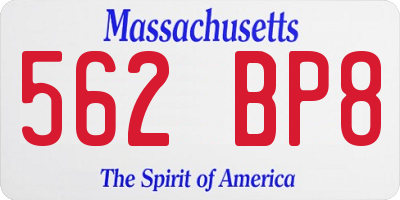 MA license plate 562BP8
