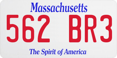 MA license plate 562BR3