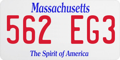 MA license plate 562EG3