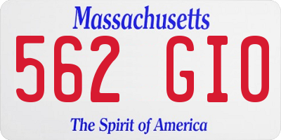 MA license plate 562GI0