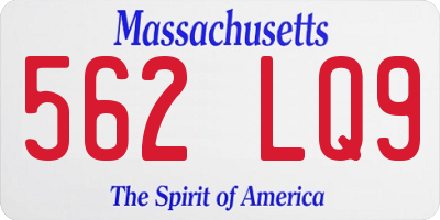 MA license plate 562LQ9