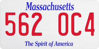 MA license plate 562OC4