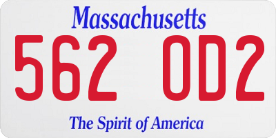 MA license plate 562OD2