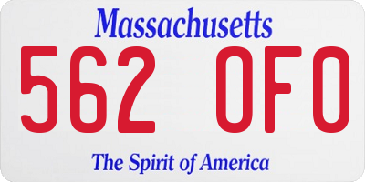 MA license plate 562OF0