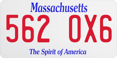 MA license plate 562OX6