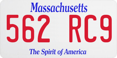 MA license plate 562RC9