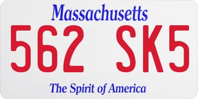 MA license plate 562SK5