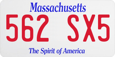 MA license plate 562SX5