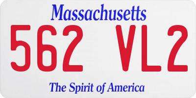MA license plate 562VL2