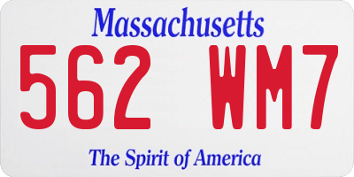 MA license plate 562WM7