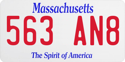 MA license plate 563AN8