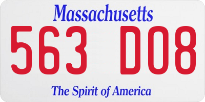 MA license plate 563DO8
