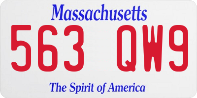 MA license plate 563QW9