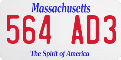 MA license plate 564AD3
