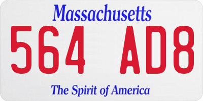 MA license plate 564AD8