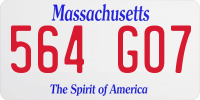 MA license plate 564GO7