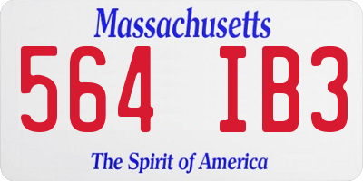 MA license plate 564IB3