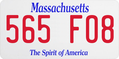 MA license plate 565FO8